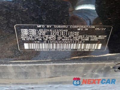 Zdjęcie 12 z 12 samochodu: 2022 SUBARU WRX PREMIUM VIN:JF1VBAH68N8011342 - miniatura