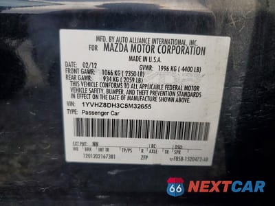 Zdjęcie 13 z 13 samochodu: 2012 MAZDA 6 I VIN:1YVHZ8DH3C5M32655 - miniatura