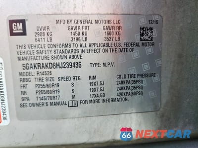 Zdjęcie 14 z 14 samochodu: 2017 BUICK ENCLAVE VIN:5GAKRAKD8HJ239436 - miniatura