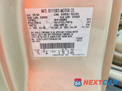 Zdjęcie 12 z 12 samochodu: 2005 FORD ESCAPE XLT VIN:1FMYU03175KB46138 - miniatura