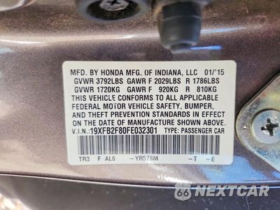 Zdjęcie 12 z 12 samochodu: 2015 HONDA CIVIC EX VIN:19XFB2F80FE032301 - miniatura