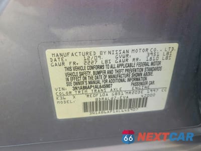 Zdjęcie 12 z 12 samochodu: 2010 NISSAN SENTRA 2.0/2.0S/SR/2.0SL VIN:3N1AB6AP1AL645907 - miniatura