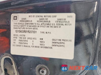 Zdjęcie 13 z 13 samochodu: 2000 CADILLAC ESCALADE LUXURY VIN:1GYEK63R8YR207931 - miniatura