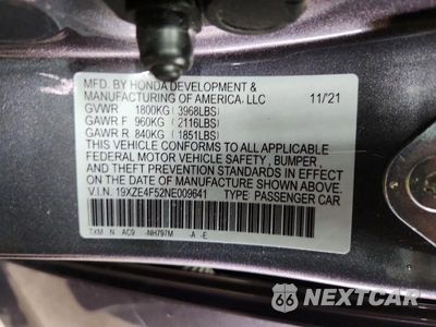 Zdjęcie 12 z 12 samochodu: 2022 HONDA INSIGHT EX VIN:19XZE4F52NE009641 - miniatura
