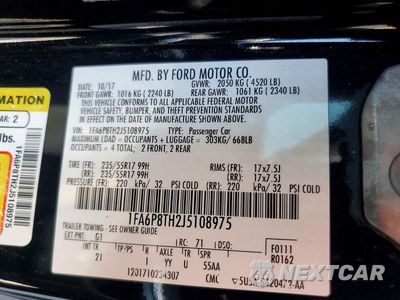 Zdjęcie 12 z 12 samochodu: 2018 FORD MUSTANG VIN:1FA6P8TH2J5108975 - miniatura