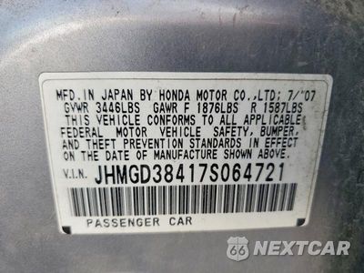 Zdjęcie 12 z 12 samochodu: 2007 HONDA FIT VIN:JHMGD38417S064721 - miniatura