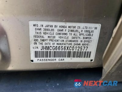 Zdjęcie 12 z 12 samochodu: 1999 HONDA ACCORD LX VIN:JHMCG6656XC012577 - miniatura