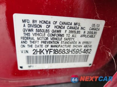 Zdjęcie 13 z 13 samochodu: 2003 HONDA PILOT EXL VIN:2HKYF18683H595462 - miniatura