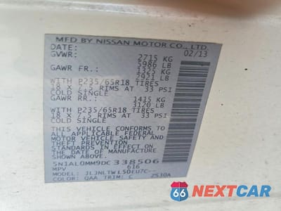 Zdjęcie 13 z 13 samochodu: 2013 INFINITI JX35 BASE VIN:5N1AL0MM9DC338506 - miniatura