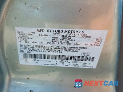 Zdjęcie 13 z 13 samochodu: 2007 FORD ESCAPE XLT VIN:1FMYU93127KA52112 - miniatura
