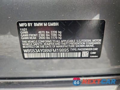 Zdjęcie 13 z 13 samochodu: 2022 BMW M3 VIN:WBS53AY08NFM19895 - miniatura