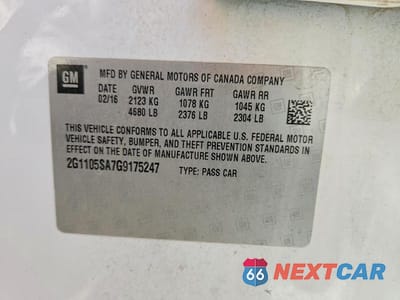 Zdjęcie 13 z 13 samochodu: 2016 CHEVROLET IMPALA LT VIN:2G1105SA7G9175247 - miniatura