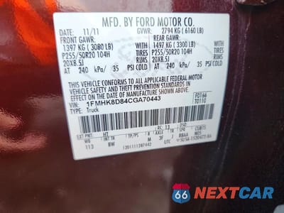 Zdjęcie 12 z 12 samochodu: 2012 FORD EXPLORER XLT VIN:1FMHK8D84CGA70443 - miniatura