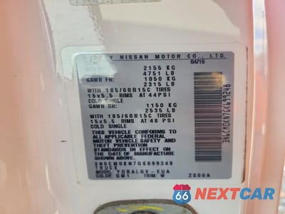 Zdjęcie 12 z 12 samochodu: 2016 NISSAN NV200 DELIVERY VAN VIN:3N6CM0KN7GK699248 - miniatura