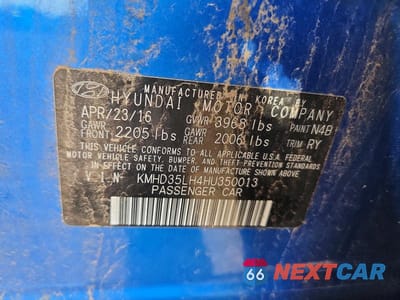Zdjęcie 12 z 12 samochodu: 2017 HYUNDAI ELANTRA GT BASE VIN:KMHD35LH4HU350013 - miniatura