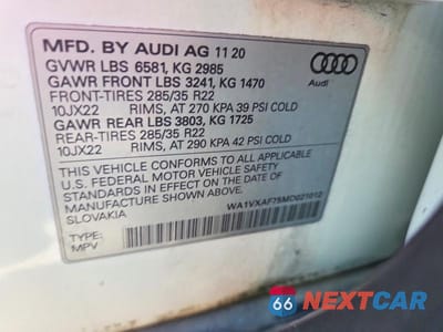 Zdjęcie 12 z 12 samochodu: 2021 AUDI Q7 PRESTIGE VIN:WA1VXAF75MD021012 - miniatura