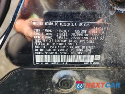 Zdjęcie 13 z 13 samochodu: 2019 HONDA HR-V LX VIN:3CZRU6H33KG725646 - miniatura
