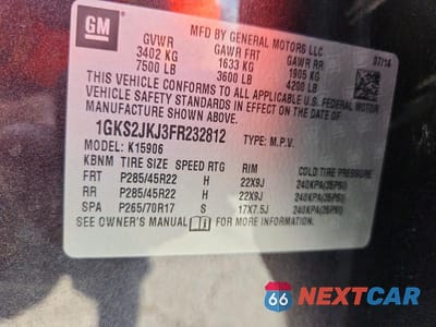 Zdjęcie 13 z 13 samochodu: 2015 GMC YUKON XL DENALI VIN:1GKS2JKJ3FR232812 - miniatura