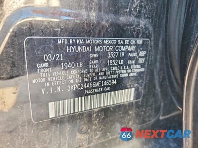 Zdjęcie 12 z 12 samochodu: 2021 HYUNDAI ACCENT SE VIN:3KPC24A66ME146594 - miniatura
