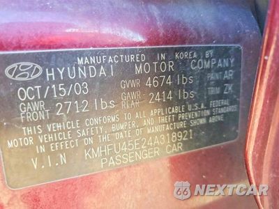 Zdjęcie 12 z 12 samochodu: 2004 HYUNDAI XG 350 VIN:KMHFU45E24A318921 - miniatura