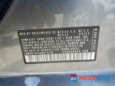 Zdjęcie 12 z 12 samochodu: 2025 VOLKSWAGEN JETTA SPORT VIN:3VWBX7BU9SM074236 - miniatura