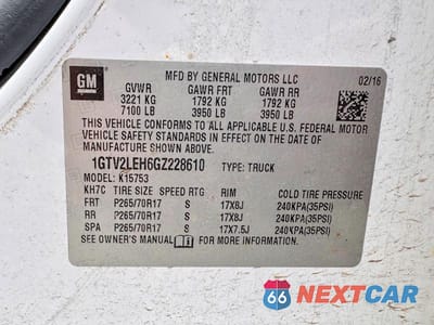 Zdjęcie 10 z 10 samochodu: 2016 GMC SIERRA K1500 VIN:1GTV2LEH6GZ228610 - miniatura