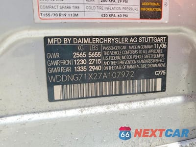 Zdjęcie 13 z 13 samochodu: 2007 MERCEDES-BENZ S 550 VIN:WDDNG71X27A107972 - miniatura