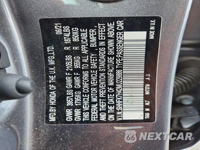 Zdjęcie 12 z 12 samochodu: 2021 HONDA CIVIC SPORT VIN:SHHFK7H42MU229886 - miniatura