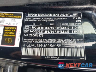 Zdjęcie 13 z 13 samochodu: 2016 MERCEDES-BENZ GLE 350 VIN:4JGDA5JB4GA686085 - miniatura