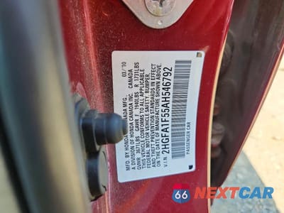 Zdjęcie 12 z 12 samochodu: 2010 HONDA CIVIC LX VIN:2HGFA1F55AH546792 - miniatura