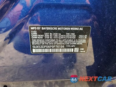 Zdjęcie 13 z 13 samochodu: 2023 BMW X3 XDRIVE30I VIN:5UX53DP06P9P76194 - miniatura