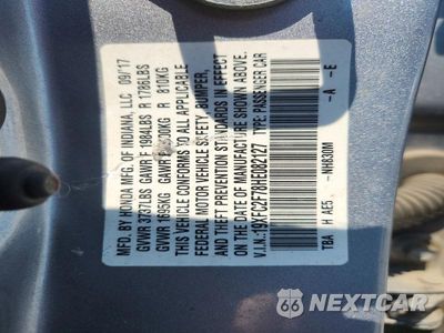 Zdjęcie 12 z 12 samochodu: 2017 HONDA CIVIC EX VIN:19XFC2F78HE082127 - miniatura