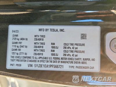 Zdjęcie 12 z 12 samochodu: 2023 TESLA MODEL 3 VIN:5YJ3E1EA1PF566721 - miniatura