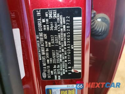 Zdjęcie 13 z 13 samochodu: 2019 KIA SORENTO LX VIN:5XYPGDA33KG528722 - miniatura