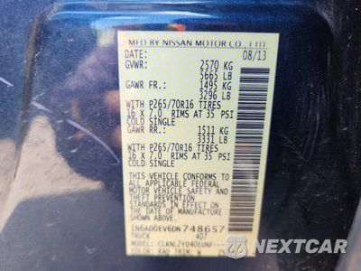 Zdjęcie 13 z 13 samochodu: 2013 NISSAN FRONTIER S/SV/SL/PRO-4X VIN:1N6AD0EV6DN748657 - miniatura