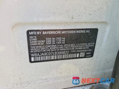 Zdjęcie 12 z 12 samochodu: 2020 BMW 530E VIN:WBAJA9C07LB399822 - miniatura