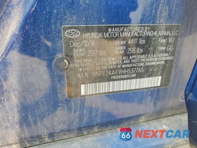 Zdjęcie 12 z 12 samochodu: 2017 HYUNDAI SONATA SE VIN:5NPE24AF9HH537765 - miniatura