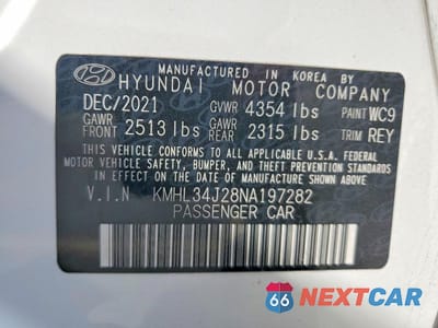 Zdjęcie 12 z 12 samochodu: 2022 HYUNDAI SONATA LIMITED VIN:KMHL34J28NA197282 - miniatura