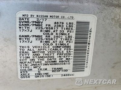 Zdjęcie 13 z 13 samochodu: 2017 NISSAN ROGUE S VIN:JN8AT2MV4HW020410 - miniatura
