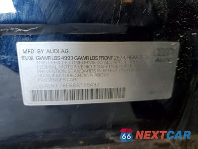 Zdjęcie 12 z 12 samochodu: 2008 AUDI A4 2.0T AVANT QUATTRO VIN:WAUKF78E68A159432 - miniatura