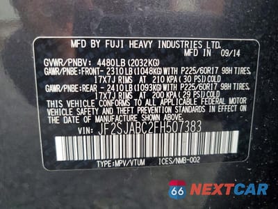 Zdjęcie 13 z 13 samochodu: 2015 SUBARU FORESTER 2.5I VIN:JF2SJABC2FH507383 - miniatura