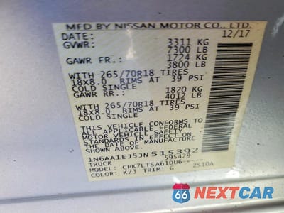 Zdjęcie 12 z 12 samochodu: 2018 NISSAN TITAN S VIN:1N6AA1EJ5JN515392 - miniatura