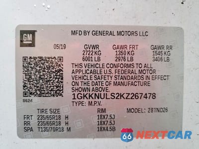 Zdjęcie 14 z 14 samochodu: 2019 GMC ACADIA SLT-1 VIN:1GKKNULS2KZ267478 - miniatura