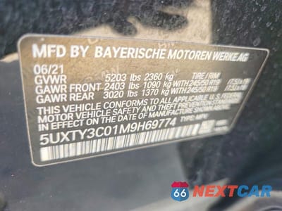 Zdjęcie 13 z 13 samochodu: 2021 BMW X3 SDRIVE30I VIN:5UXTY3C01M9H69774 - miniatura