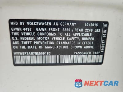 Zdjęcie 12 z 12 samochodu: 2016 VOLKSWAGEN CC BASE VIN:WVWBP7AN7GE509183 - miniatura