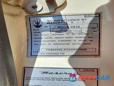 Zdjęcie 12 z 12 samochodu: 2010 MASERATI GRANTURISMO VIN:ZAM45GLA3A0052090 - miniatura