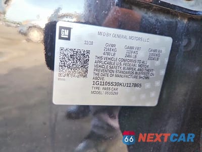 Zdjęcie 12 z 12 samochodu: 2019 CHEVROLET IMPALA PREMIER VIN:1G1105S30KU117865 - miniatura
