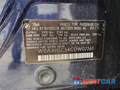 Zdjęcie 12 z 12 samochodu: 2012 BMW 528 XI VIN:WBAXH5C54CDW02261 - miniatura