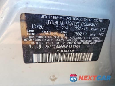Zdjęcie 12 z 12 samochodu: 2021 HYUNDAI ACCENT SE VIN:3KPC24A66ME131769 - miniatura