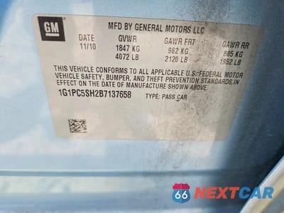 Zdjęcie 12 z 12 samochodu: 2011 CHEVROLET CRUZE LS VIN:1G1PC5SH2B7137658 - miniatura